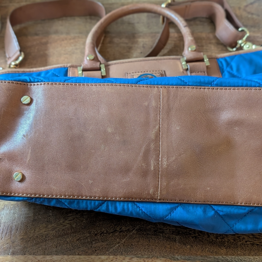 Blue and Brown Quilted Tote Bag - Picture 11 of 16
